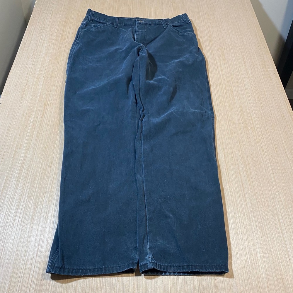 Dickies Mens Duck Canvas Carpenter Pants Navy Blue Utility Workwear 35x31